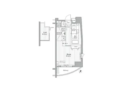 ブランシック白金台(1K/2階)の間取り写真