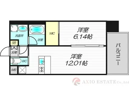 プレジオ江坂ROUGE(1LDK/14階)の間取り写真