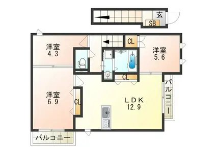 クッキーハイツ(3LDK/2階)の間取り写真