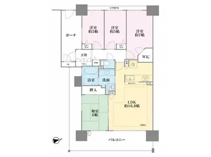 ミディオン ソレイユレジデンス(4LDK/5階)の間取り写真