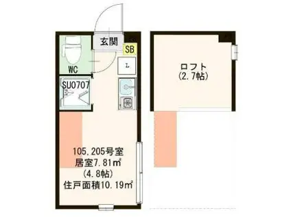 ハーモニーテラス中板橋III(ワンルーム/1階)の間取り写真