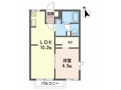 グランパティオ北上A(1DK/2階)の間取り写真