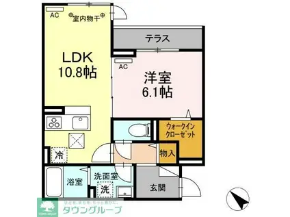 GRAND湘南 B棟(1LDK/1階)の間取り写真