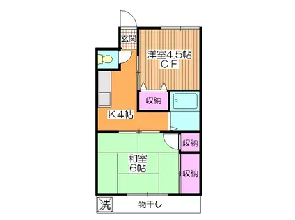 サンハイム瀬田(2K/1階)の間取り写真