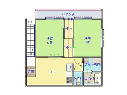 皆生シティーハイツ(2DK/2階)の間取り写真