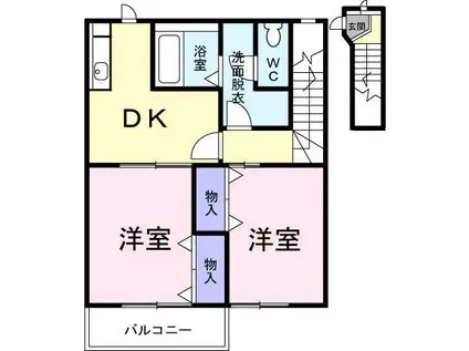 ビラ・デルリコB(2DK/2階)の間取り写真