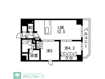 TRADIS両国III(2LDK/6階)の間取り写真