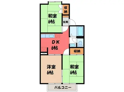 マロニエ1番館(3DK/2階)の間取り写真