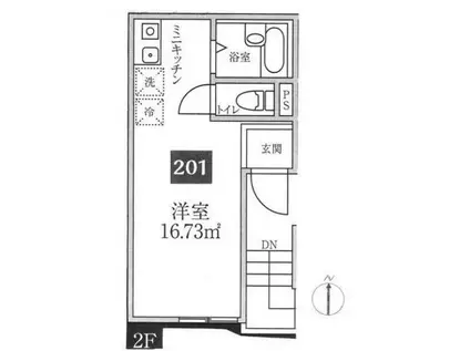 ヴィラCS新御徒町(ワンルーム/2階)の間取り写真