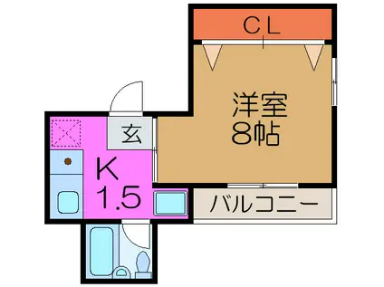 グリーンルーフ神若(1K/4階)の間取り写真