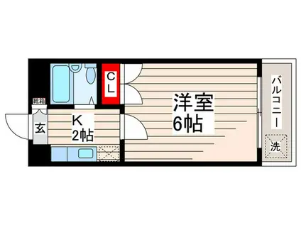 ハイムグリンディル(1K/4階)の間取り写真