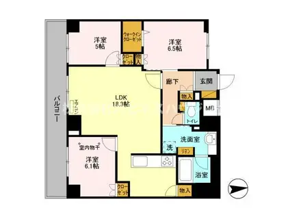 アヴェニール柏の葉406(3LDK/4階)の間取り写真