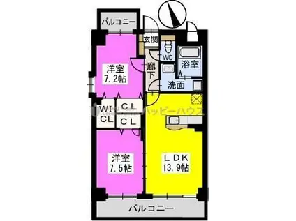 リ・エミネンス(2LDK/1階)の間取り写真