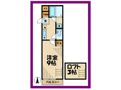 フローレンスパレス南多摩(1K/2階)の間取り写真