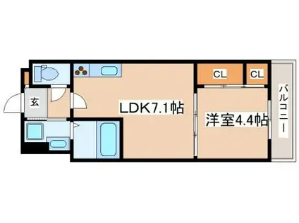 リアン名谷(1LDK/2階)の間取り写真