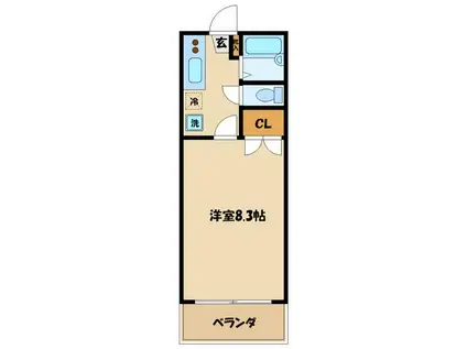 プラスI(1K/2階)の間取り写真