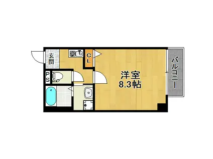 AXIS加島(1K/3階)の間取り写真