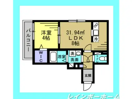 YSA南流山(1LDK/1階)の間取り写真