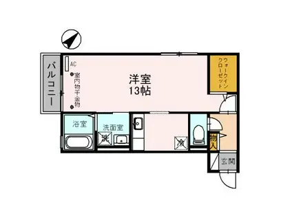 リビングタウン小松弐番館 B棟(ワンルーム/2階)の間取り写真