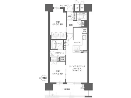 プレサンスロジェ高津公園(2LDK/12階)の間取り写真