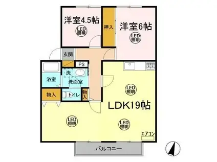 サンビレッジ・プルミエ(2LDK/2階)の間取り写真