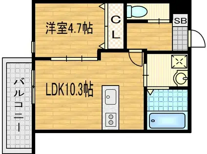 カーサ・パレルモ(1LDK/2階)の間取り写真