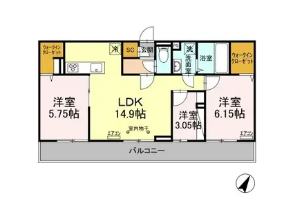 リオグランデ(3LDK/3階)の間取り写真