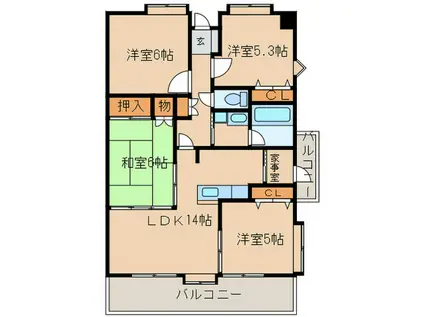 エバーライフネアシティ久留米壱番館(4LDK/14階)の間取り写真