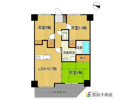 ニューライフ基山(3LDK/3階)の間取り写真