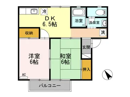 ピースタウン・アイリス B(2DK/1階)の間取り写真