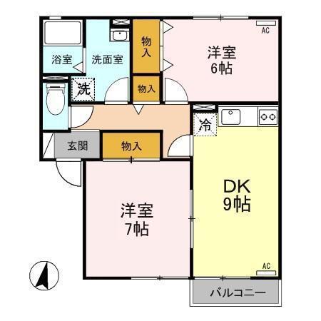 ロイヤルガーデンコートB棟(2DK/2階)の間取り写真