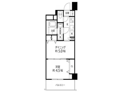 デュオステージ白金高輪(1DK/7階)の間取り写真