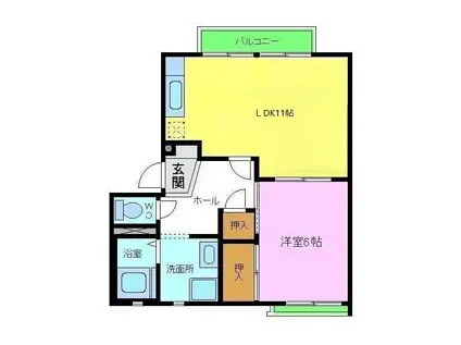 ドミール大美野(1LDK/2階)の間取り写真