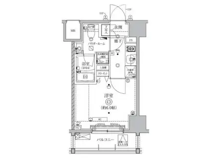 クオリタス南大井(1K/6階)の間取り写真