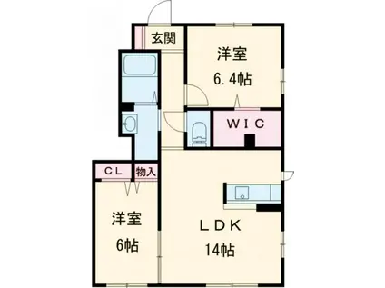 雪月花 7番館(2LDK/1階)の間取り写真