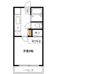 千謡ハイツ(1K/2階)の間取り写真