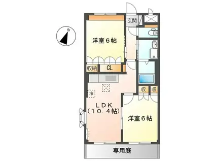 サンパレス(2LDK/1階)の間取り写真