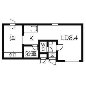 ヒルコート宮の森ウエストウィング(1LDK/4階)の間取り写真