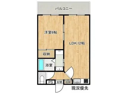 ハイツMY(1LDK/2階)の間取り写真