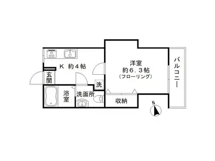ハウス7(1K/2階)の間取り写真