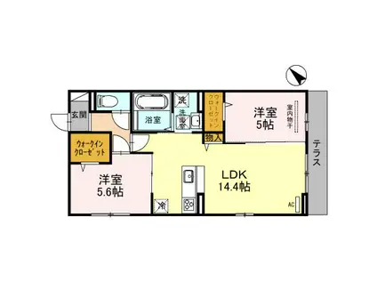 フォンテーヌ(2LDK/1階)の間取り写真