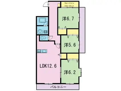 ジュ―ダンブルク(3LDK/1階)の間取り写真