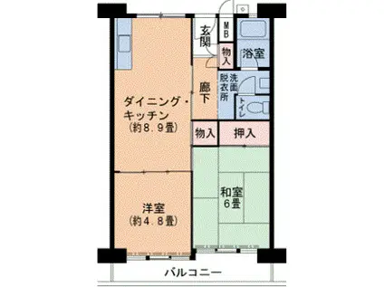 南港ポートタウン線 南港口駅 徒歩5分 14階建 築52年(2DK/10階)の間取り写真