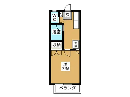 レイクサイドヴィラIII(1K/2階)の間取り写真