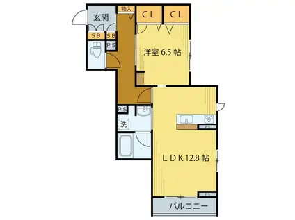 ベレオ北仙台駅(1LDK/2階)の間取り写真
