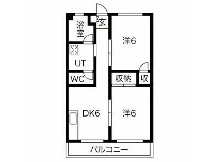 森ビル(2DK/6階)の間取り写真