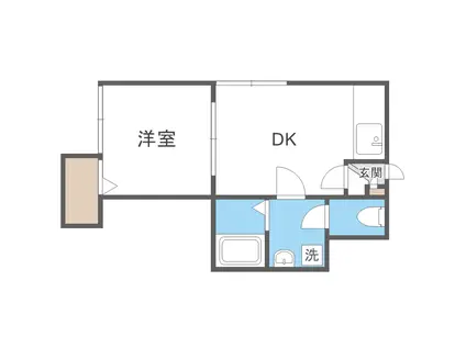 ウイングコート札幌I(1DK/2階)の間取り写真