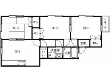 ドミールアイ(3DK/2階)の間取り写真