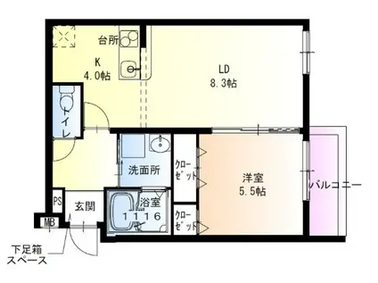 フジパレス高石駅北(1LDK/1階)の間取り写真