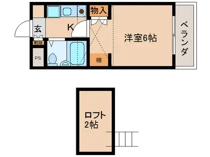 シティパレス21佐保川PARTIII(1K/3階)の間取り写真